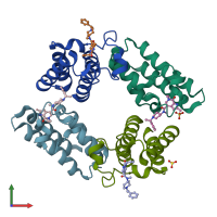 PDB entry 5v84 coloured by chain, front view.