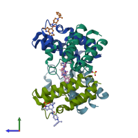 PDB entry 5v84 coloured by chain, side view.