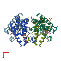PDB entry 5v84 coloured by chain, top view.