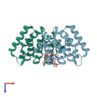 PDB entry 5v87 coloured by chain, top view.