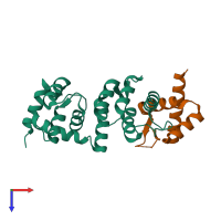 PDB entry 5v89 coloured by chain, top view.