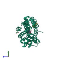 PDB entry 5v8q coloured by chain, side view.