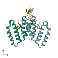 PDB entry 5v8z coloured by chain, front view.