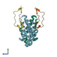 PDB entry 5v8z coloured by chain, side view.