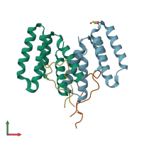 PDB entry 5v90 coloured by chain, front view.