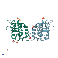 PDB entry 5v94 coloured by chain, top view.