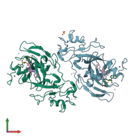 PDB entry 5v9j coloured by chain, front view.