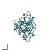 PDB entry 5v9j coloured by chain, side view.