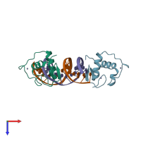 PDB entry 5va0 coloured by chain, top view.