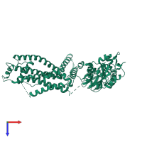 PDB entry 5va3 coloured by chain, top view.