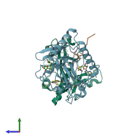 PDB entry 5va6 coloured by chain, side view.