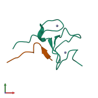 Hetero dimeric assembly 1 of PDB entry 5vab coloured by chemically distinct molecules, front view.