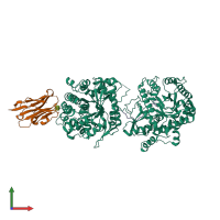 PDB entry 5vaq coloured by chain, front view.