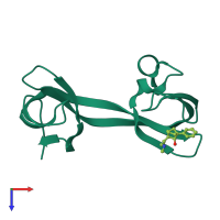 PDB entry 5var coloured by chain, top view.