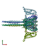 PDB entry 5vb2 coloured by chain, front view.