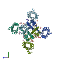 PDB entry 5vb2 coloured by chain, side view.