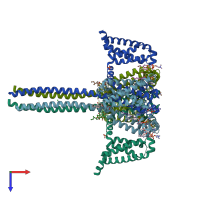 PDB entry 5vb2 coloured by chain, top view.