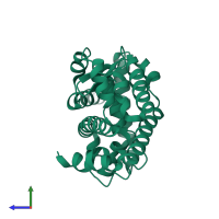 PDB entry 5vb3 coloured by chain, side view.