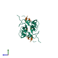 Hetero tetrameric assembly 1 of PDB entry 5vb9 coloured by chemically distinct molecules, side view.