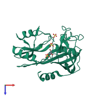 PDB entry 5vbb coloured by chain, top view.