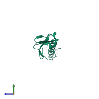 PDB entry 5vbd coloured by chain, side view.