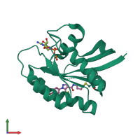 PDB entry 5vbe coloured by chain, front view.