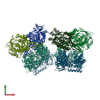 PDB entry 5vbf coloured by chain, front view.