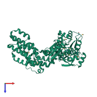 PDB entry 5vbg coloured by chain, top view.