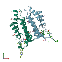 PDB entry 5vbr coloured by chain, front view.