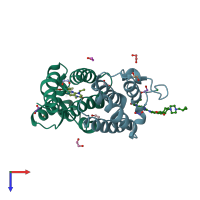 PDB entry 5vbr coloured by chain, top view.