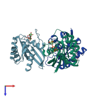 PDB entry 5vbz coloured by chain, top view.