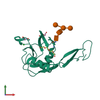 PDB entry 5vc1 coloured by chain, front view.