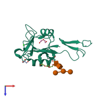 PDB entry 5vc1 coloured by chain, top view.