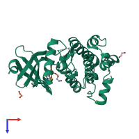 PDB entry 5vc3 coloured by chain, top view.