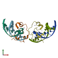 PDB entry 5vc9 coloured by chain, front view.