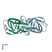 PDB entry 5vck coloured by chain, top view.