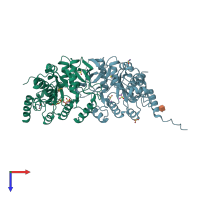 PDB entry 5vcm coloured by chain, top view.