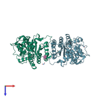 PDB entry 5vcr coloured by chain, top view.