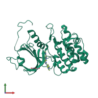 PDB entry 5vd1 coloured by chain, front view.
