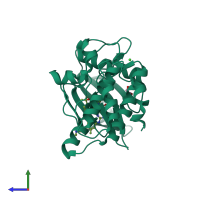 PDB entry 5vd7 coloured by chain, side view.