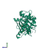 PDB entry 5vd9 coloured by chain, side view.