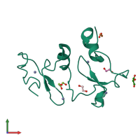 PDB entry 5vdc coloured by chain, front view.