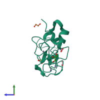 PDB entry 5vdc coloured by chain, side view.