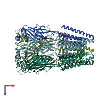 PDB entry 5vdi coloured by chain, top view.