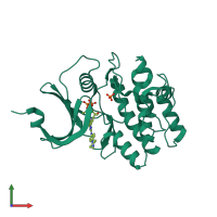 PDB entry 5vdk coloured by chain, front view.