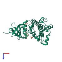 PDB entry 5vdk coloured by chain, top view.