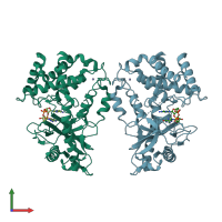 PDB entry 5vdo coloured by chain, front view.