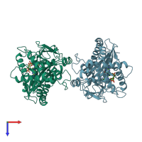 PDB entry 5vdo coloured by chain, top view.