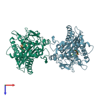 PDB entry 5vdt coloured by chain, top view.