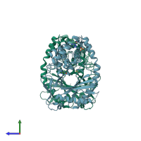 PDB entry 5vdv coloured by chain, side view.